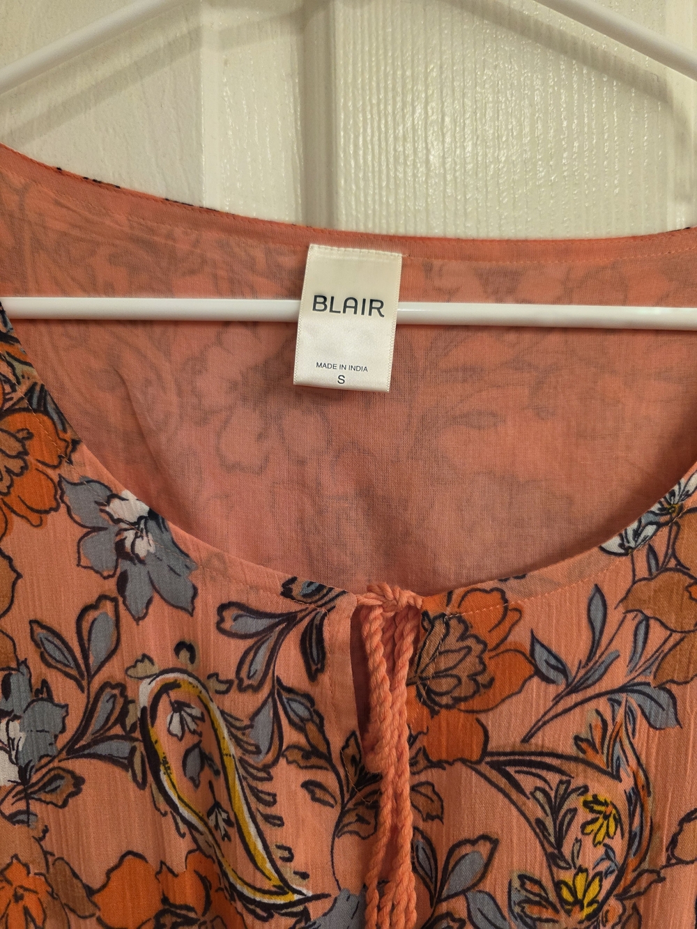 Blair Coral Floral Midi Dress with Blue and Orange Accents